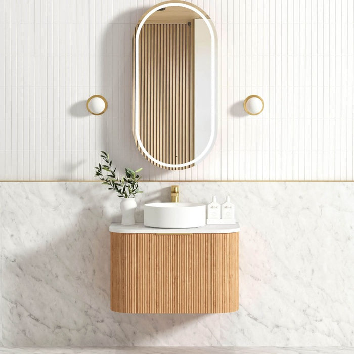 Otti | Bondi 750 Curved Wooland Oak Fluted Wall Hung Vanity - Acqua Bathrooms