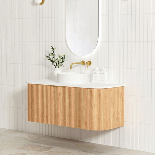 Otti | Bondi 1200 Curved Woodland Oak Fluted Wall Hung Vanity - Acqua Bathrooms