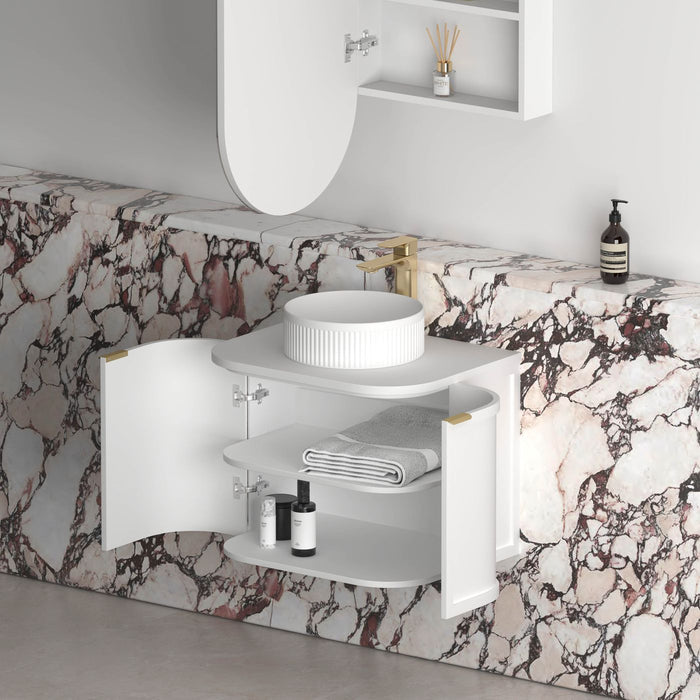 Otti Australia | Hampshire 600mm Curved Matte White Wall Hung Vanity