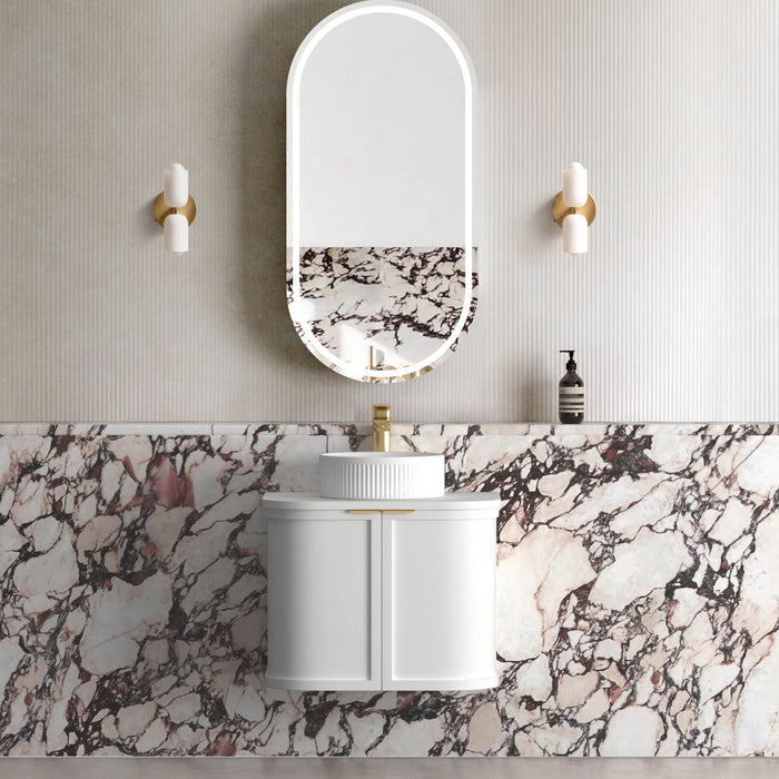 Otti Australia | Hampshire 600mm Curved Matte White Wall Hung Vanity