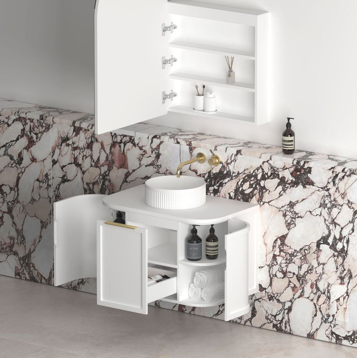 Otti Australia | Hampshire 750mm Curved Matte White Wall Hung Vanity