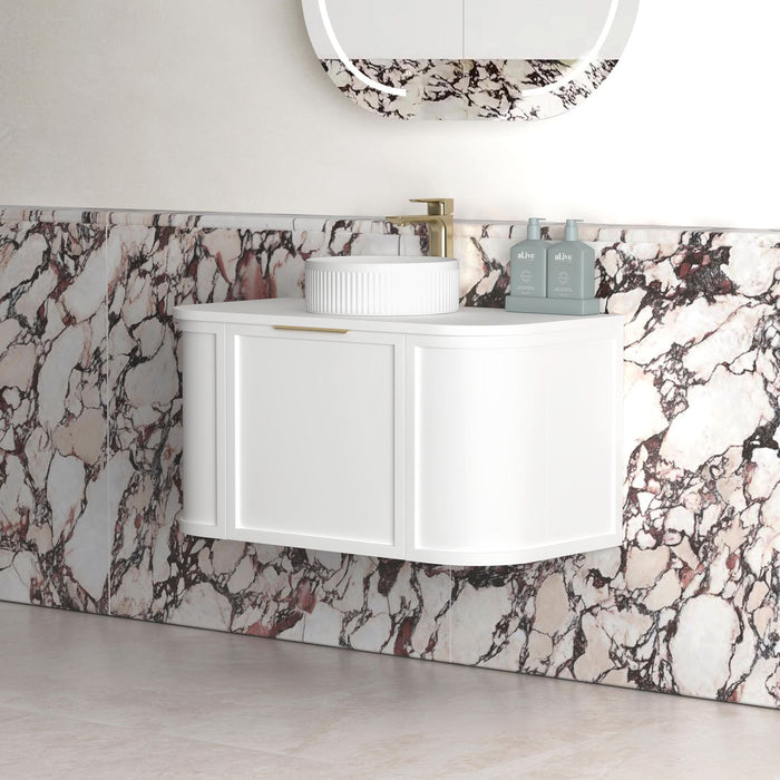 Otti Australia | Hampshire 900mm Curved Matte White Wall Hung Vanity