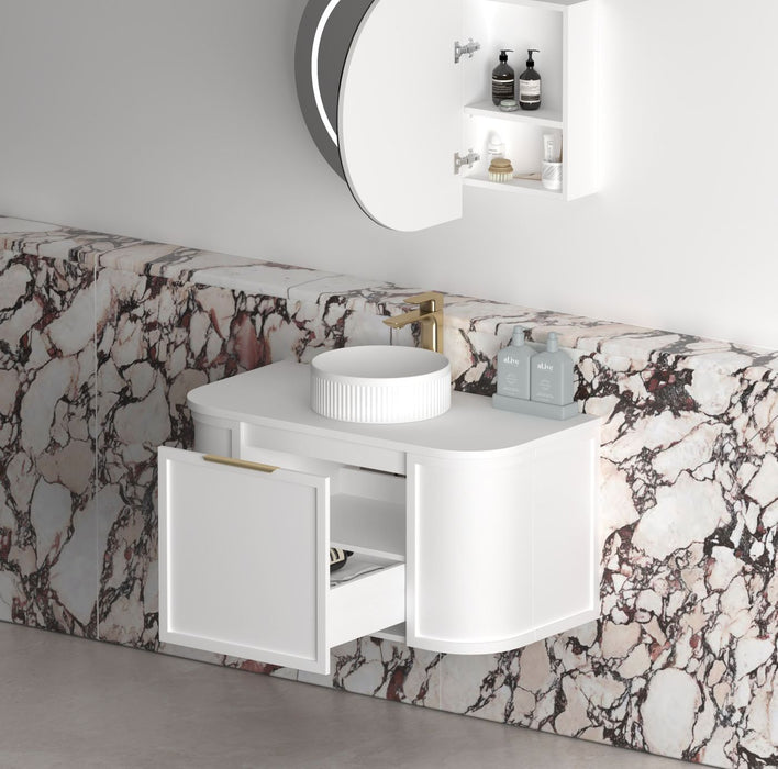 Otti Australia | Hampshire 900mm Curved Matte White Wall Hung Vanity