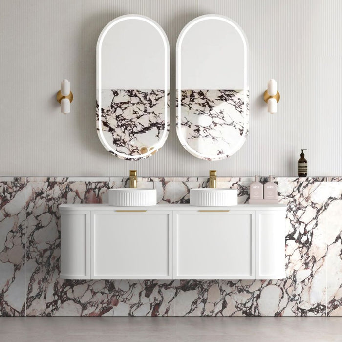 Otti Australia | Hampshire 1500mm Curved Double Matte White Wall Hung Vanity