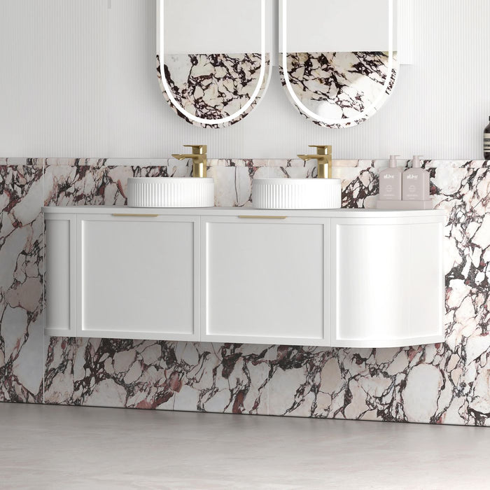 Otti Australia | Hampshire 1500mm Curved Double Matte White Wall Hung Vanity