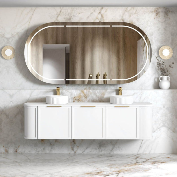 Otti Australia | Hampshire 1800mm Curved Double Matte White Wall Hung Vanity