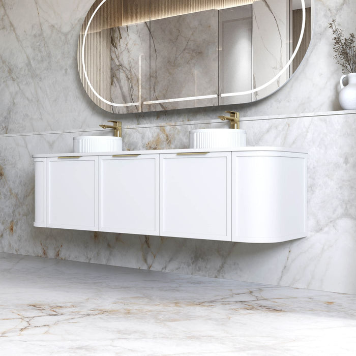 Otti Australia | Hampshire 1800mm Curved Double Matte White Wall Hung Vanity