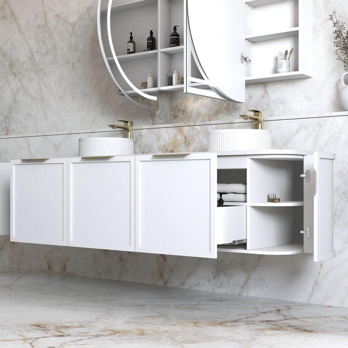 Otti Australia | Hampshire 1800mm Curved Double Matte White Wall Hung Vanity