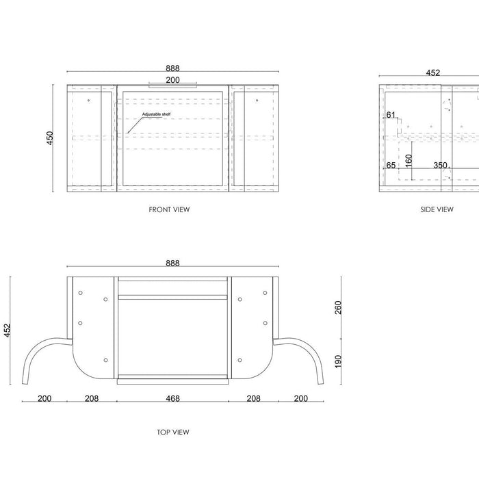 Otti Australia | Hampshire 900mm Curved Matte White Wall Hung Vanity