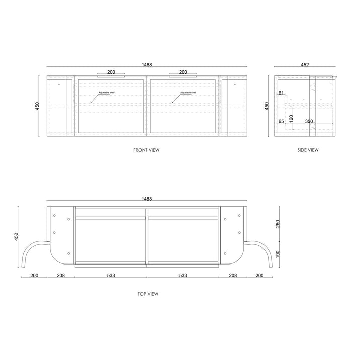 Otti Australia | Hampshire 1500mm Curved Double Matte White Wall Hung Vanity