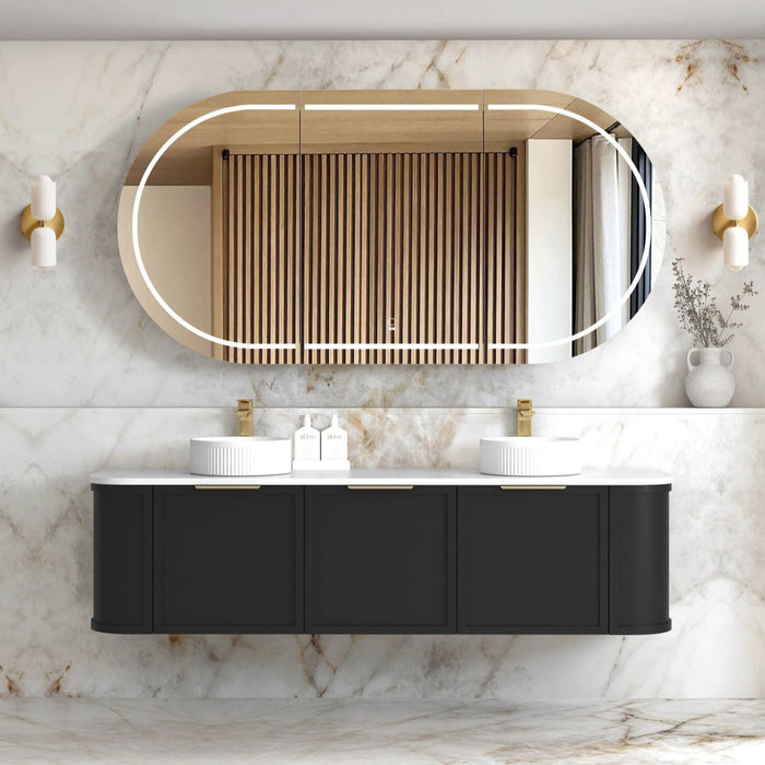 Otti Australia | Hampshire 1800mm Curved Double Matte Black Wall Hung Vanity