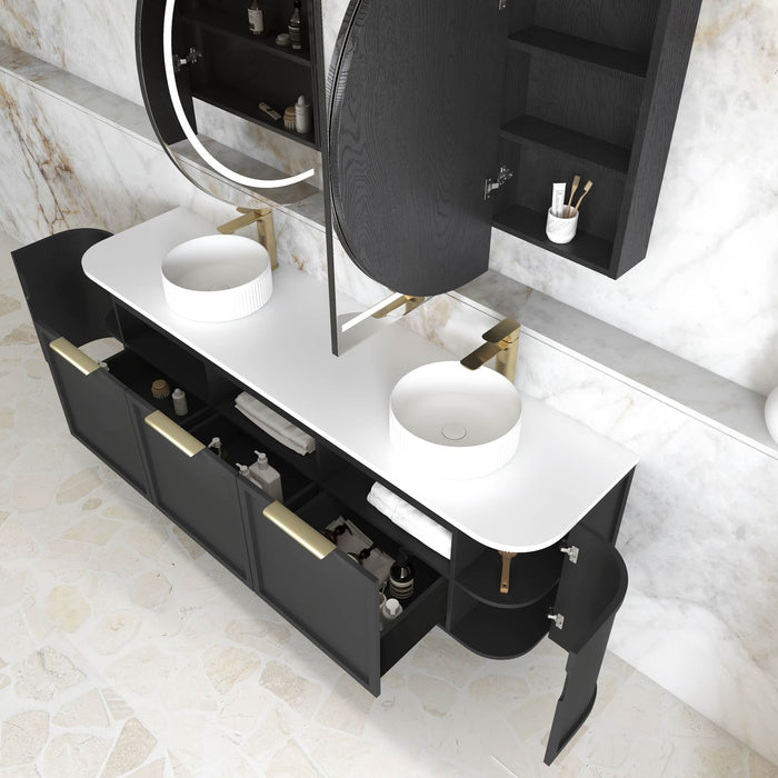 Otti Australia | Hampshire 1800mm Curved Double Matte Black Wall Hung Vanity