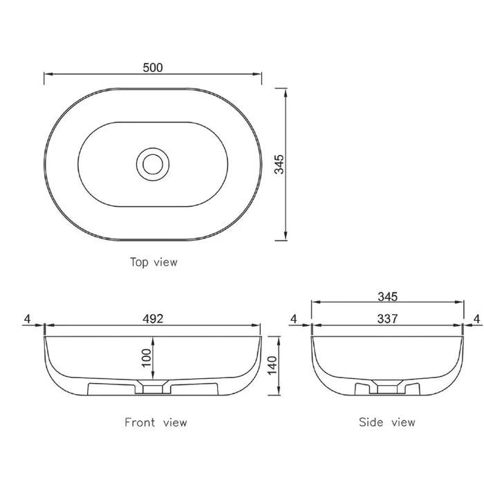 Otti Portofino Solid Surface Stone Oval Basin