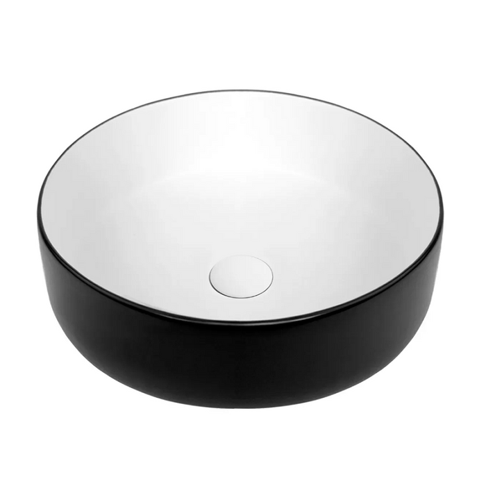 Radius 355mm Matte Black & White Above Counter Basin