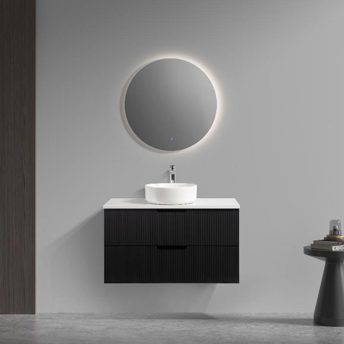 Indulge | Kelsa 900 Fluted Matte Black Wall Hung Vanity