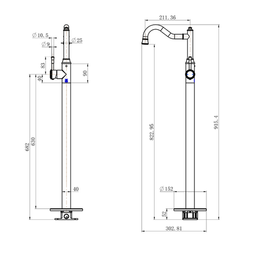 Montpellier Traditional Freestanding Bath Spout With Mixer - Acqua Bathrooms