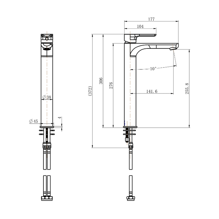 Nova Brushed Nickel Tall Basin Mixer