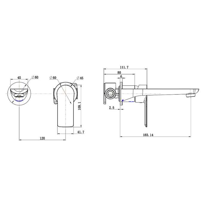 Nova Matte Black Wall Basin Mixer & Bath Spout