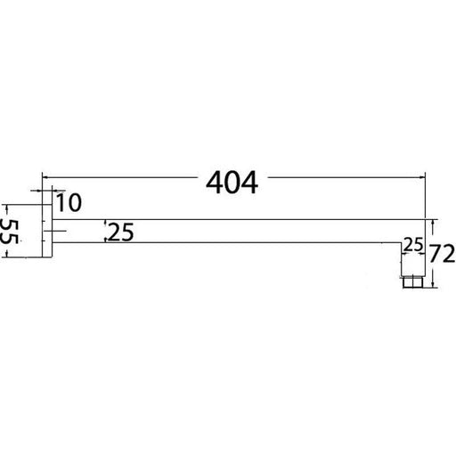 Messina Square Brushed Nickel 400mm Shower Arm - Acqua Bathrooms