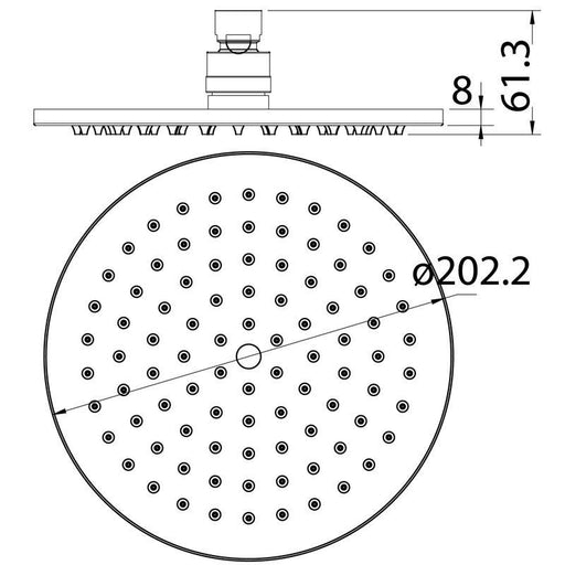 Cesena Gun Metal Grey Round 200mm Shower Head - Acqua Bathrooms