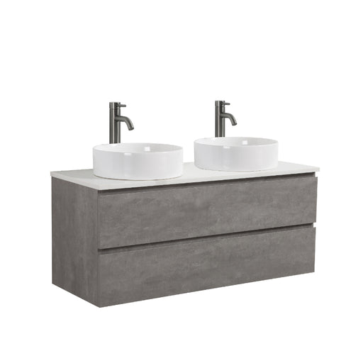 Avia 1200mm Double Grey Ash Wall Hung Vanity With Stone Top | Indulge® - Acqua Bathrooms