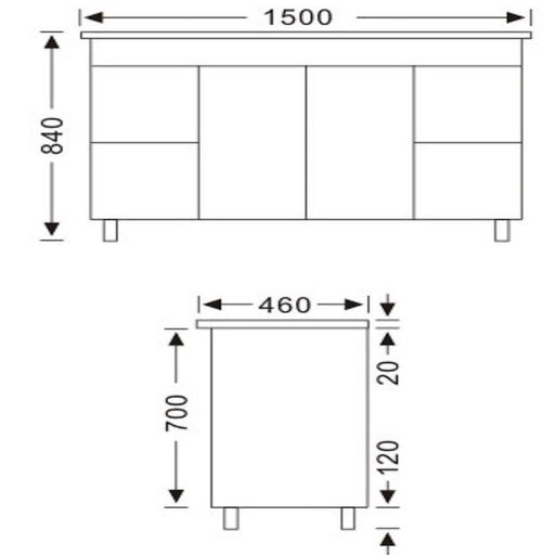 Noah 1500 mm Vanity on Legs - Acqua Bathrooms