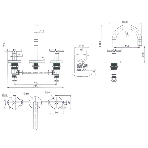 Ryker Basin Set 1/4 Turn - Acqua Bathrooms