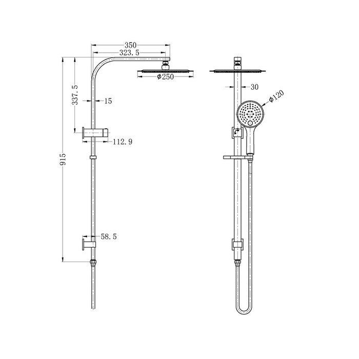 Nero Mecca Bianca Black Multifunction Shower Rail Set - Acqua Bathrooms