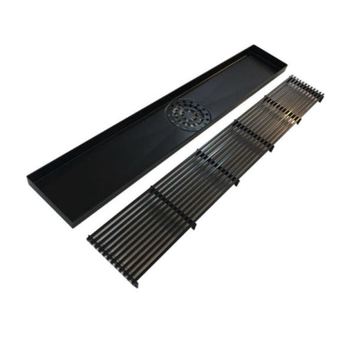 Matte Black 800mm Linear Grill Floor Waste - Acqua Bathrooms