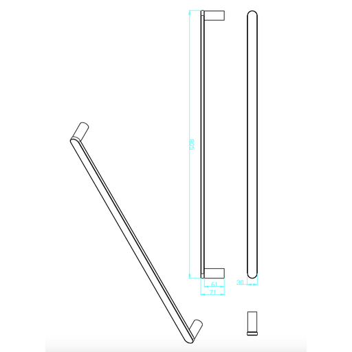 Heba 805 mm Single Towel Rail - Acqua Bathrooms