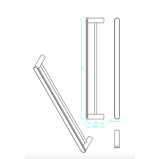 Heba 605 mm Double Towel Rail - Acqua Bathrooms