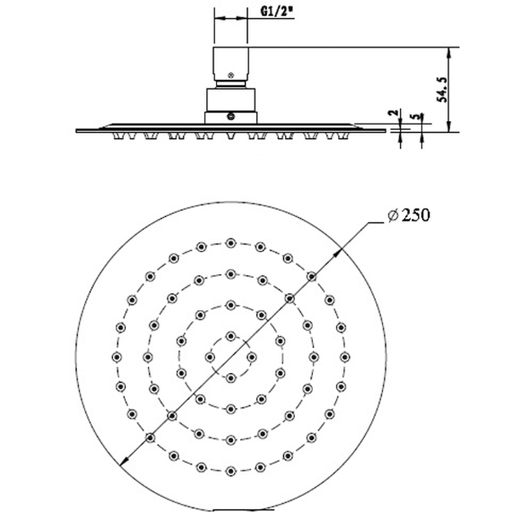 Novara 250 mm Slim Shower Head - Acqua Bathrooms