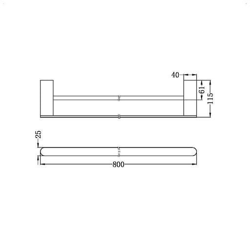 Nero | Bianca 800 mm Gun Metal Double Towel Rail - Acqua Bathrooms