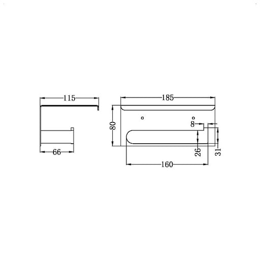 Nero | Bianca Brushed Nickel Toilet Roll Holder With Shelf - Acqua Bathrooms