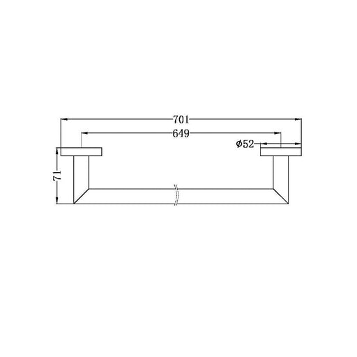 Nero | Dolce 700mm Brushed Nickel Single Towel Rail - Acqua Bathrooms