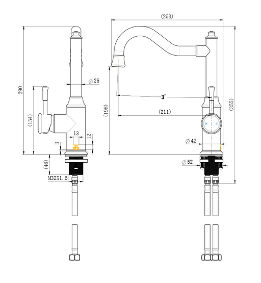 Montpellier Kitchen Mixer - Acqua Bathrooms