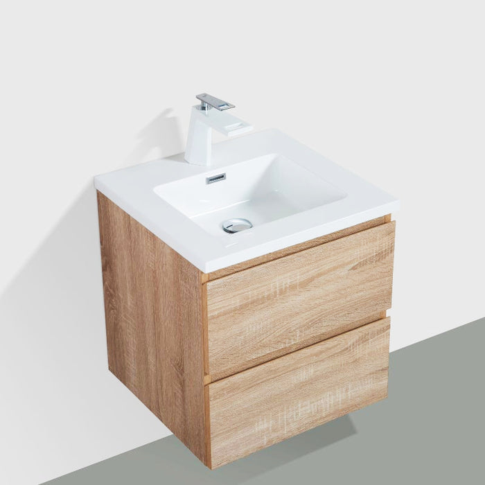 Sella 500mm Ensuite White Oak Wall Hung Vanity By Indulge® - Acqua Bathrooms