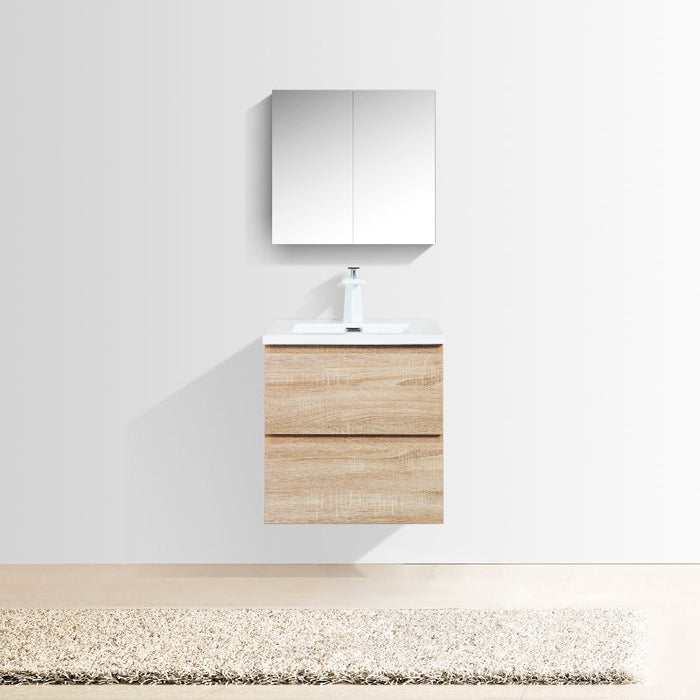 Sella 500mm Ensuite White Oak Wall Hung Vanity By Indulge® - Acqua Bathrooms