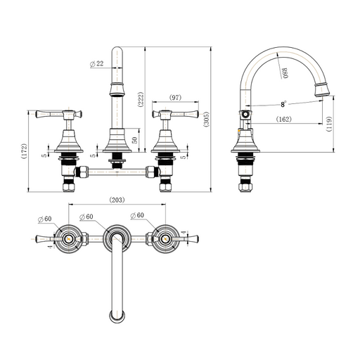 Montpellier Brushed Nickel Basin Set - Acqua Bathrooms