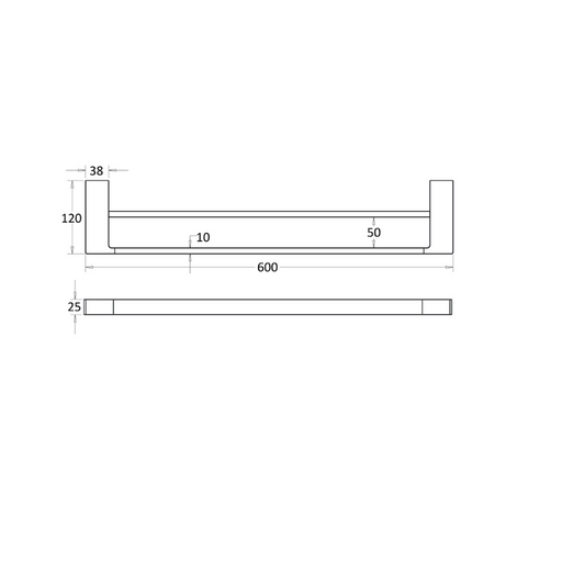 Nova 600 Brushed Gold Double Towel Rail - Acqua Bathrooms