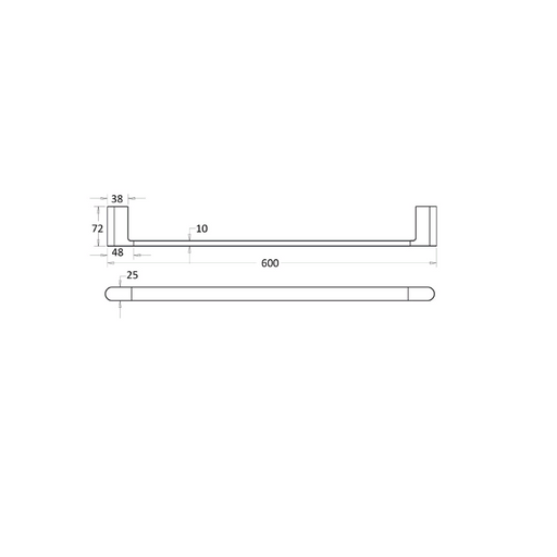 Flores 600 Chrome Single Towel Rail - Acqua Bathrooms