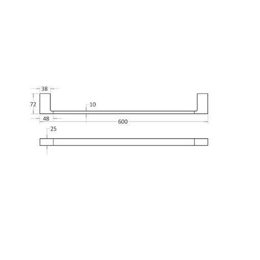 Nova 600 Brushed Nickel Single Towel Rail - Acqua Bathrooms