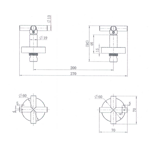 Ryker Brushed Bronze Wall Tap Set 1/4 Turn - Acqua Bathrooms