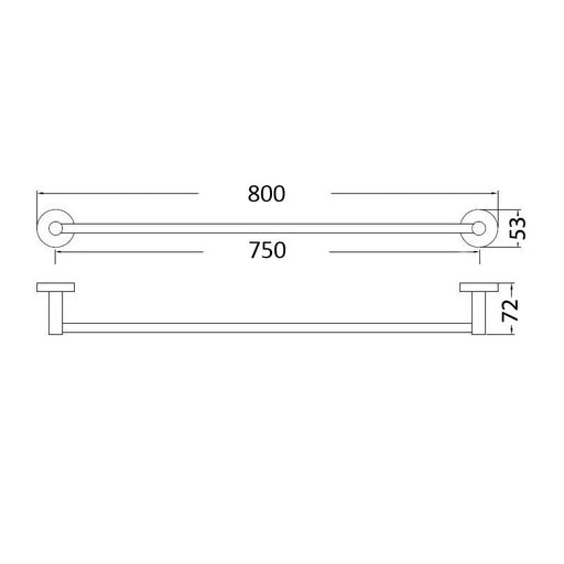 Cesena 600 Brushed Nickel Single Towel Rail - Acqua Bathrooms