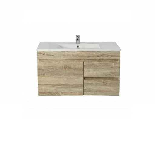 Berge 750 mm Wall Hung White Oak Vanity - Acqua Bathrooms