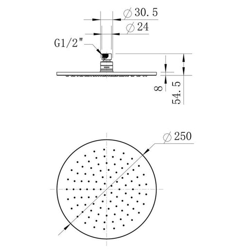 250mm Brushed Bronze Shower Head - Acqua Bathrooms