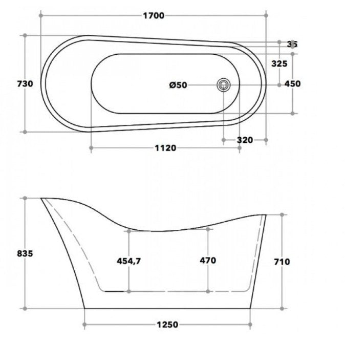 1700 mm Bevel Designer Freestanding Bath Tub - Acqua Bathrooms