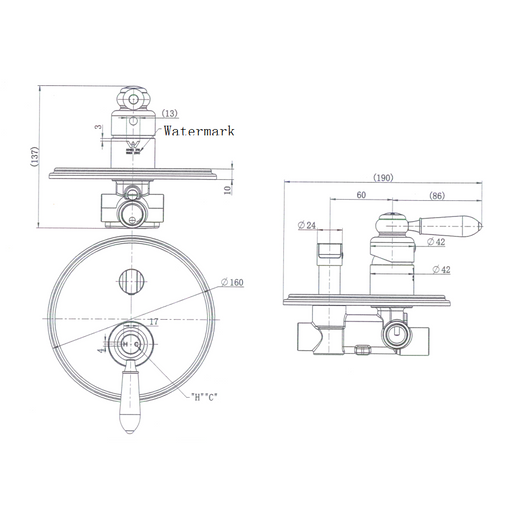 Bordeaux Traditional Shower Diverter - Acqua Bathrooms