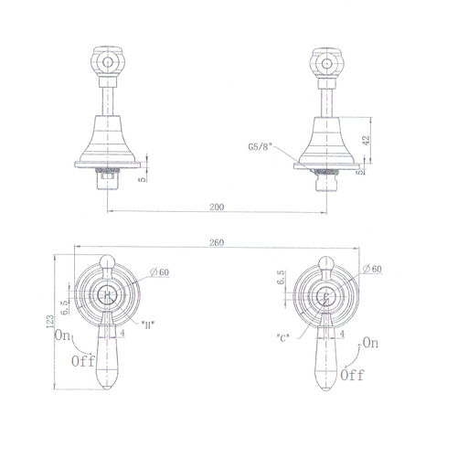 Bordeaux Traditional Brushed Nickel Wall Tap Set - Acqua Bathrooms