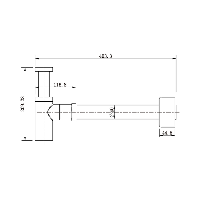 Star Mini 40mm Brushed Nickel Round Bottle Trap Waste - Acqua Bathrooms